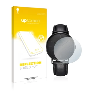 Face avant d’un emballage produit avec le logo de la marque upscreen. À côté, l’appareil Alienwork IK Montre (36 mm) est repré