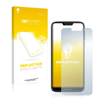 Face avant d’un emballage produit avec le logo de la marque upscreen. À côté, l’appareil Motorola Moto G7 Power est représenté