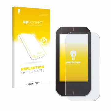 Face avant d’un emballage produit avec le logo de la marque upscreen. À côté, l’appareil Garmin Approach G80 est représenté av