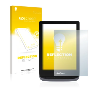 Face avant d’un emballage produit avec le logo de la marque upscreen. À côté, l’appareil PocketBook Touch HD 3 est représenté 