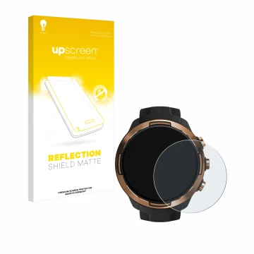 Face avant d’un emballage produit avec le logo de la marque upscreen. À côté, l’appareil Suunto 9 Baro est représenté avec la 