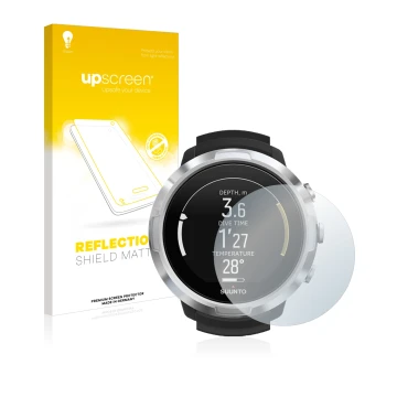 Face avant d’un emballage produit avec le logo de la marque upscreen. À côté, l’appareil Suunto D6 Support est représenté avec