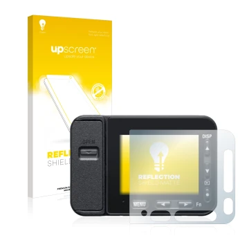 Face avant d’un emballage produit avec le logo de la marque upscreen. À côté, l’appareil Sony DSC-RX0M2 (RX0 II) est représent