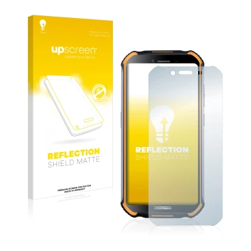 Face avant d’un emballage produit avec le logo de la marque upscreen. À côté, l’appareil Doogee S40 est représenté avec la pro