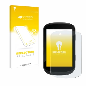 Face avant d’un emballage produit avec le logo de la marque upscreen. À côté, l’appareil Garmin Edge 830 est représenté avec l