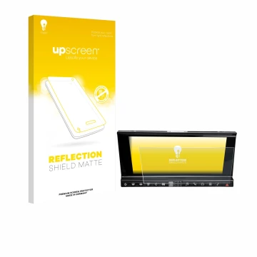 Face avant d’un emballage produit avec le logo de la marque upscreen. À côté, l’appareil DS 7 Crossback Infotainmentsystem est