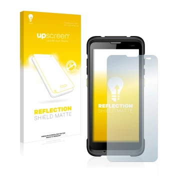 Face avant d’un emballage produit avec le logo de la marque upscreen. À côté, l’appareil Chainway C66 est représenté avec la p