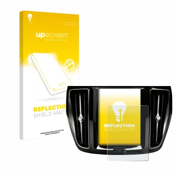 Face avant d’un emballage produit avec le logo de la marque upscreen. À côté, l’appareil Volvo V60 Sensus Connect 2019-2020 es