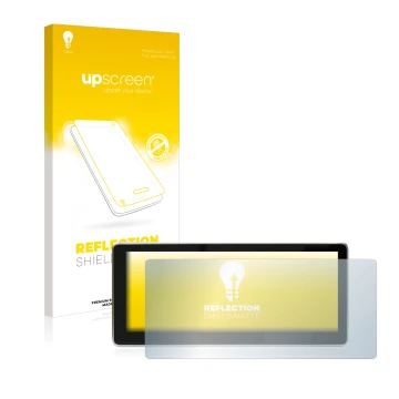 Face avant d’un emballage produit avec le logo de la marque upscreen. À côté, l’appareil Mercedes-Benz E-Class W212 2009-2014 