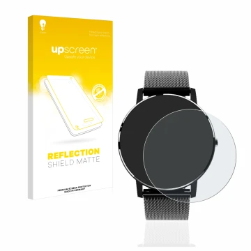 Face avant d’un emballage produit avec le logo de la marque upscreen. À côté, l’appareil Holalei Fitness Tracker 1.3