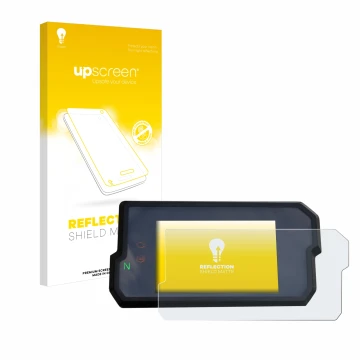 Face avant d’un emballage produit avec le logo de la marque upscreen. À côté, l’appareil KTM 125 / 390 Duke 2017+ est représen