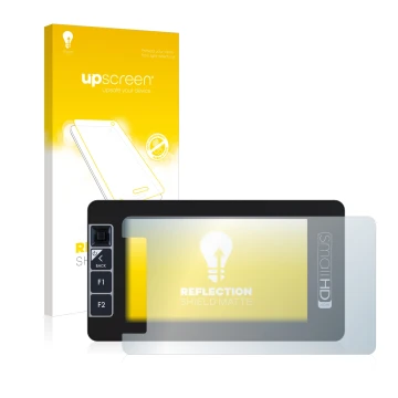 Face avant d’un emballage produit avec le logo de la marque upscreen. À côté, l’appareil SmallHD 503 Ultra Bright est représen
