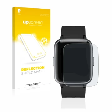 Face avant d’un emballage produit avec le logo de la marque upscreen. À côté, l’appareil Letsfit Fitness Tracker 1.3