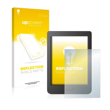 Face avant d’un emballage produit avec le logo de la marque upscreen. À côté, l’appareil Tolino Page 2 est représenté avec la 