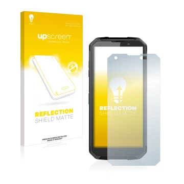 Face avant d’un emballage produit avec le logo de la marque upscreen. À côté, l’appareil Blackview BV9500 Plus est représenté 