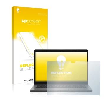 Face avant d’un emballage produit avec le logo de la marque upscreen. À côté, l’appareil Dell Latitude 5300 2-in-1 est représe