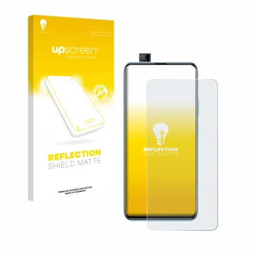 Face avant d’un emballage produit avec le logo de la marque upscreen. À côté, l’appareil Huawei P smart Pro 2019 est représent