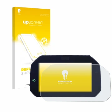 Face avant d’un emballage produit avec le logo de la marque upscreen. À côté, l’appareil BMW F850GS 2018-2020 Connectivity TFT