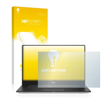 Face avant d’un emballage produit avec le logo de la marque upscreen. À côté, l’appareil Dell Precision 5540 est représenté av