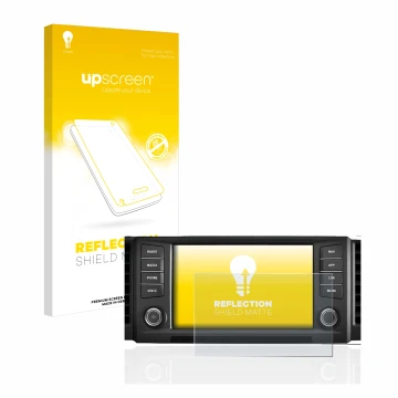 Face avant d’un emballage produit avec le logo de la marque upscreen. À côté, l’appareil Seat Leon 5F 2018 Media System Plus 2