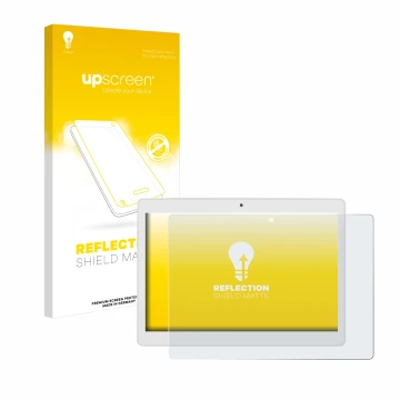 Face avant d’un emballage produit avec le logo de la marque upscreen. À côté, l’appareil Alldocube M5X Pro est représenté avec