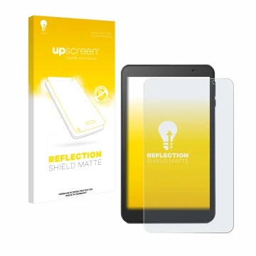 Face avant d’un emballage produit avec le logo de la marque upscreen. À côté, l’appareil Vankyo MatrixPad S8 est représenté av