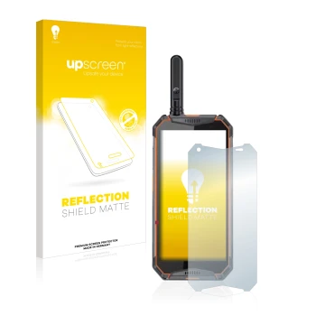 Face avant d’un emballage produit avec le logo de la marque upscreen. À côté, l’appareil Ulefone Armor 3w est représenté avec 