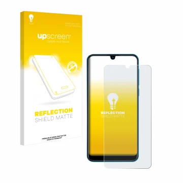 Face avant d’un emballage produit avec le logo de la marque upscreen. À côté, l’appareil Beafon M6 est représenté avec la prot
