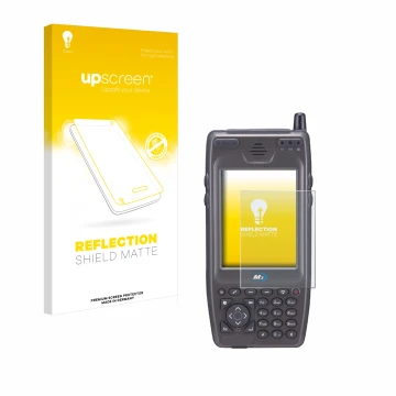 Face avant d’un emballage produit avec le logo de la marque upscreen. À côté, l’appareil M3 Mobile M3 SKY MC-7500S est représe