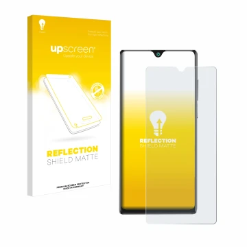 Face avant d’un emballage produit avec le logo de la marque upscreen. À côté, l’appareil Cubot P40 est représenté avec la prot