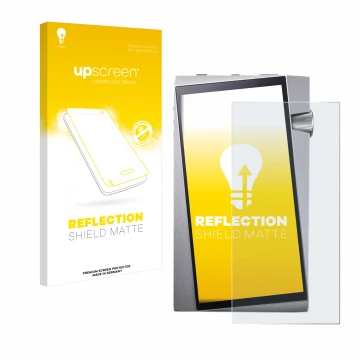 Face avant d’un emballage produit avec le logo de la marque upscreen. À côté, l’appareil Astell&Kern A&norma SR25 est représen