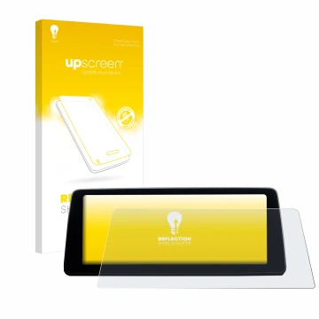 Face avant d’un emballage produit avec le logo de la marque upscreen. À côté, l’appareil BMW 7 G11 2016-2018 Infotainment Syst