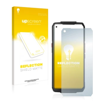 Face avant d’un emballage produit avec le logo de la marque upscreen. À côté, l’appareil Oukitel WP7 est représenté avec la pr