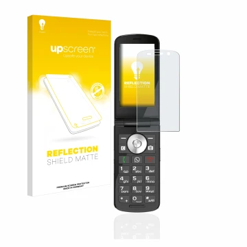 Face avant d’un emballage produit avec le logo de la marque upscreen. À côté, l’appareil Emporia TOUCHsmart est représenté ave