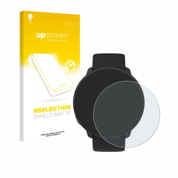 Face avant d’un emballage produit avec le logo de la marque upscreen. À côté, l’appareil Polar Unite est représenté avec la pr