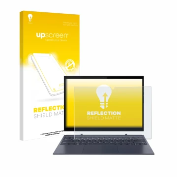 Face avant d’un emballage produit avec le logo de la marque upscreen. À côté, l’appareil Lenovo Yoga Duet 7 est représenté ave