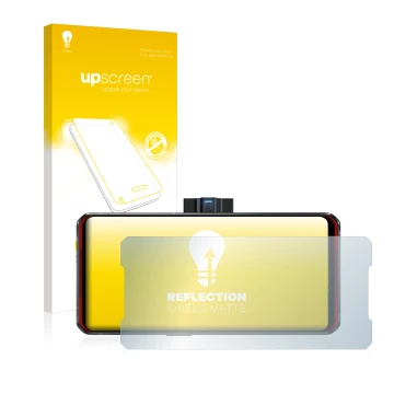 Face avant d’un emballage produit avec le logo de la marque upscreen. À côté, l’appareil Lenovo Legion Duel est représenté ave