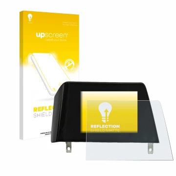 Face avant d’un emballage produit avec le logo de la marque upscreen. À côté, l’appareil BMW 3 G21 2020 Infotainment System (t