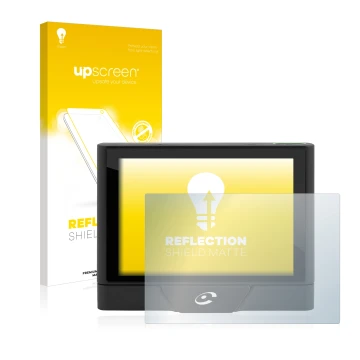 Face avant d’un emballage produit avec le logo de la marque upscreen. À côté, l’appareil Coyote UP est représenté avec la prot