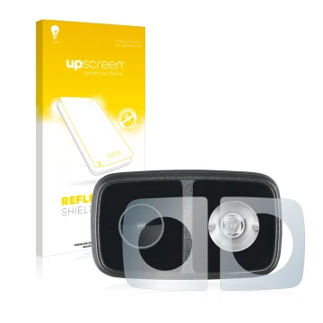 Face avant d’un emballage produit avec le logo de la marque upscreen. À côté, l’appareil Cycliq Fly12 CE est représenté avec l