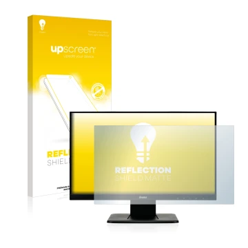 Face avant d’un emballage produit avec le logo de la marque upscreen. À côté, l’appareil Iiyama ProLite T2252MSC-B1 est représ