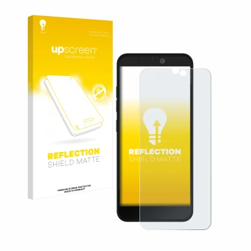 Face avant d’un emballage produit avec le logo de la marque upscreen. À côté, l’appareil Fairphone 3 Plus est représenté avec 