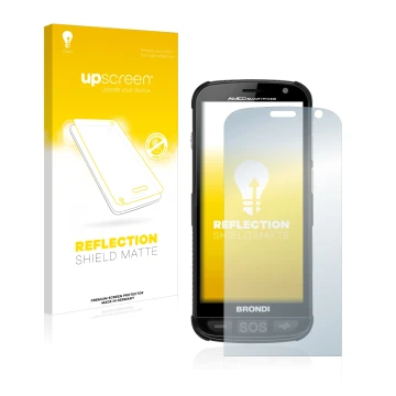 Face avant d’un emballage produit avec le logo de la marque upscreen. À côté, l’appareil Brondi Amico est représenté avec la p