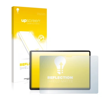 Face avant d’un emballage produit avec le logo de la marque upscreen. À côté, l’appareil Lenovo Tab P11 Pro est représenté ave