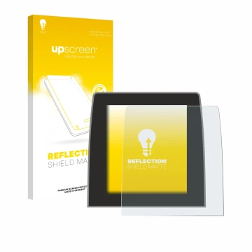 Face avant d’un emballage produit avec le logo de la marque upscreen. À côté, l’appareil Renault Captur 2 2020 Easy Link 9.3