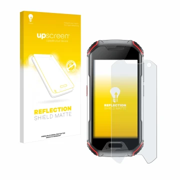 Face avant d’un emballage produit avec le logo de la marque upscreen. À côté, l’appareil Unihertz Atom L est représenté avec l