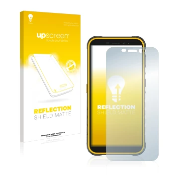 Face avant d’un emballage produit avec le logo de la marque upscreen. À côté, l’appareil Ulefone Armor X8 est représenté avec 