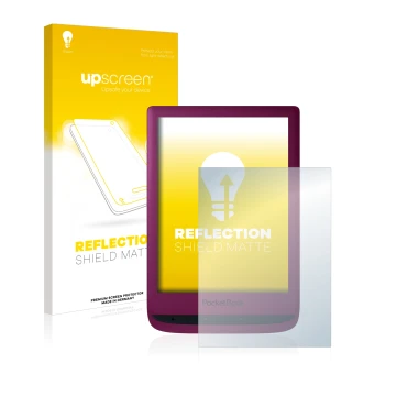 Face avant d’un emballage produit avec le logo de la marque upscreen. À côté, l’appareil PocketBook Touch Lux 5 est représenté