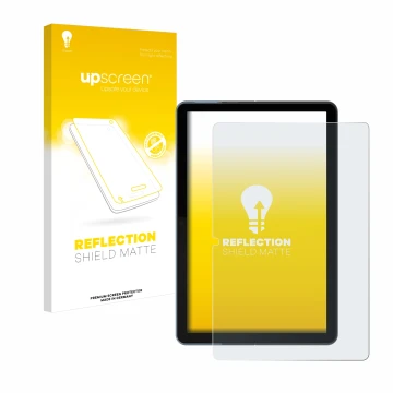 Face avant d’un emballage produit avec le logo de la marque upscreen. À côté, l’appareil Lenovo IdeaPad Duet Chromebook 10.1