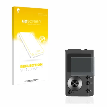 Face avant d’un emballage produit avec le logo de la marque upscreen. À côté, l’appareil Surfans F20 est représenté avec la pr